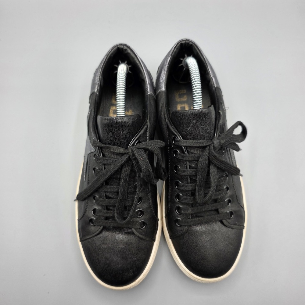 giopiu Sneakers Womens 37 Black Leather Star Low Top Lace Up Designer Shoes - Picture 4 of 16